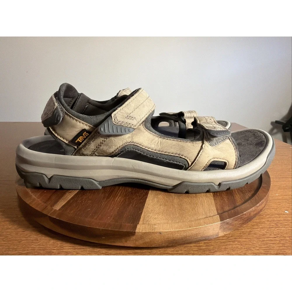 Teva Mens Langdon Sandals Walnut Brown Waterproof Leather Hiking 1015149 Size 13